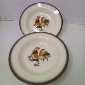 Vintage Poppytrail by Metlox Rooster Bowl Lot of 2 Retro 8.5"